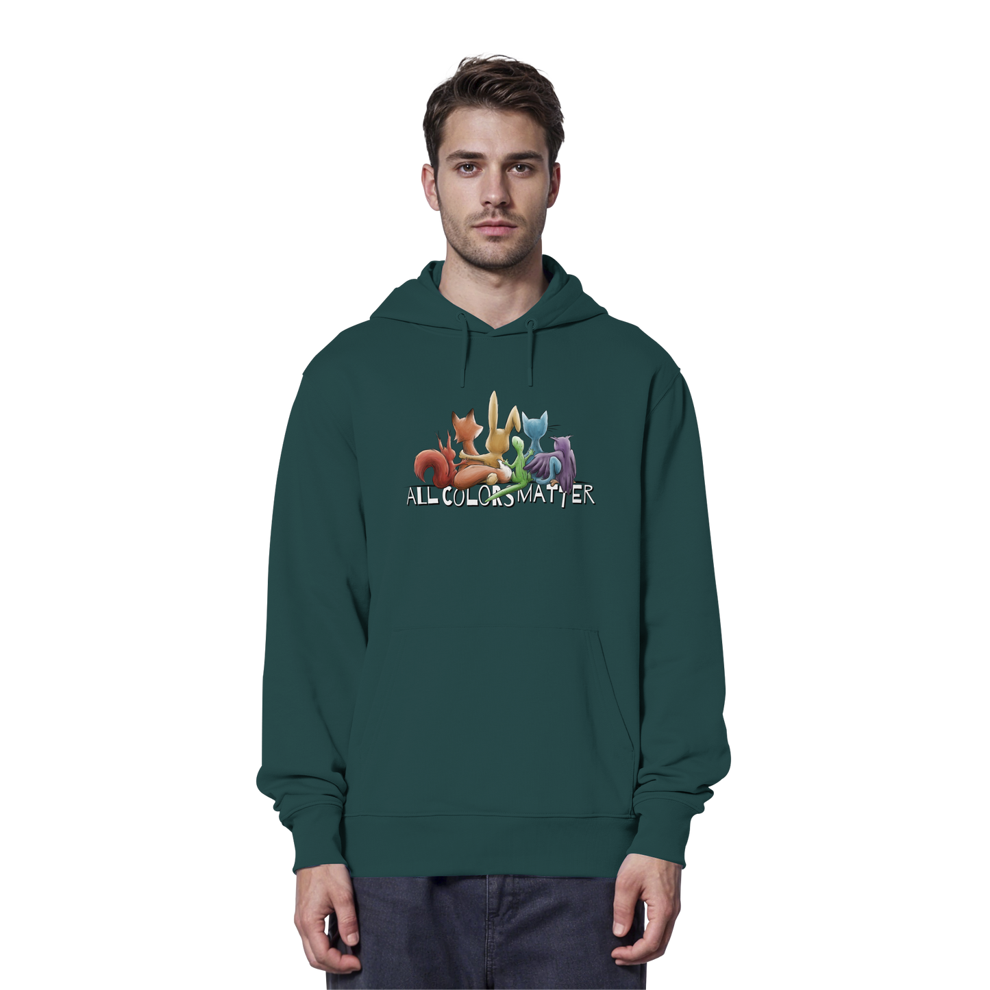 All Colors Matter! Regenbogen Tiere für Vielfalt - Organic Hoodie