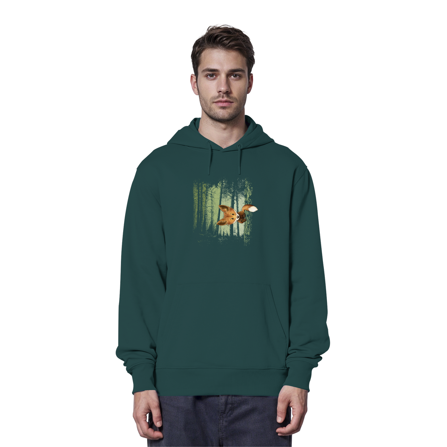 Fuchs im Zwielicht-Wald - Organic Hoodie
