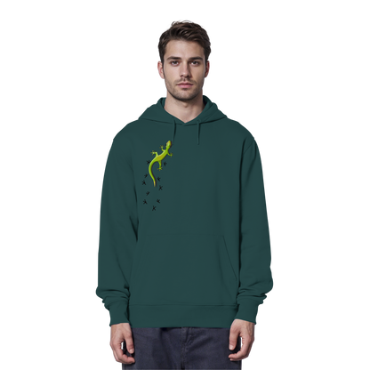 Kletternder Gecko mit Spuren - Organic Hoodie