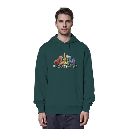All Colors Matter! Regenbogen Tiere für Vielfalt - Organic Hoodie