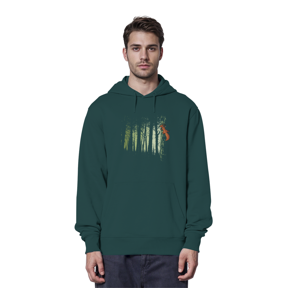 Eichhörnchen im Zwielicht-Wald - Organic Hoodie