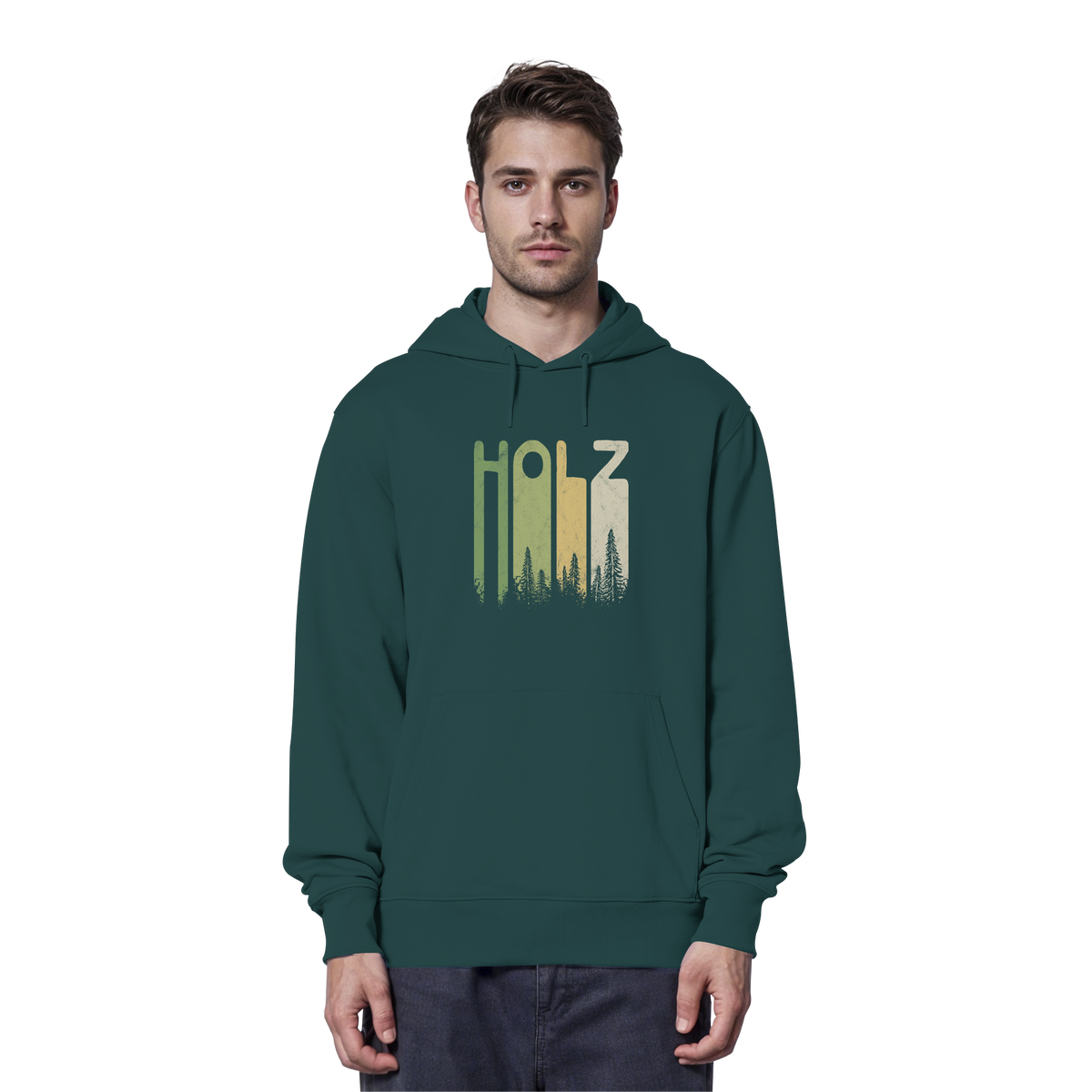 Holz Retro Wald Schriftzug - Organic Hoodie