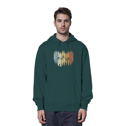 Retro Wald, Berge und Wolf  - Organic Hoodie