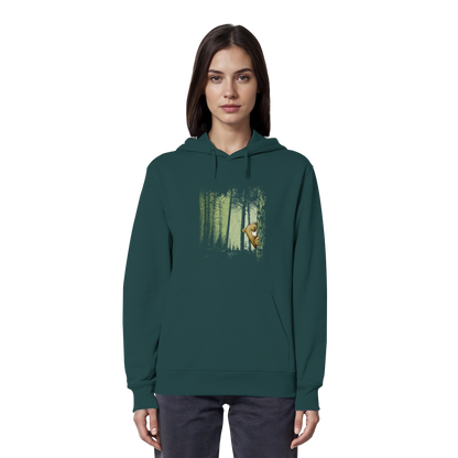 Comic Bär versteckt im Zwielicht Wald - Organic Hoodie