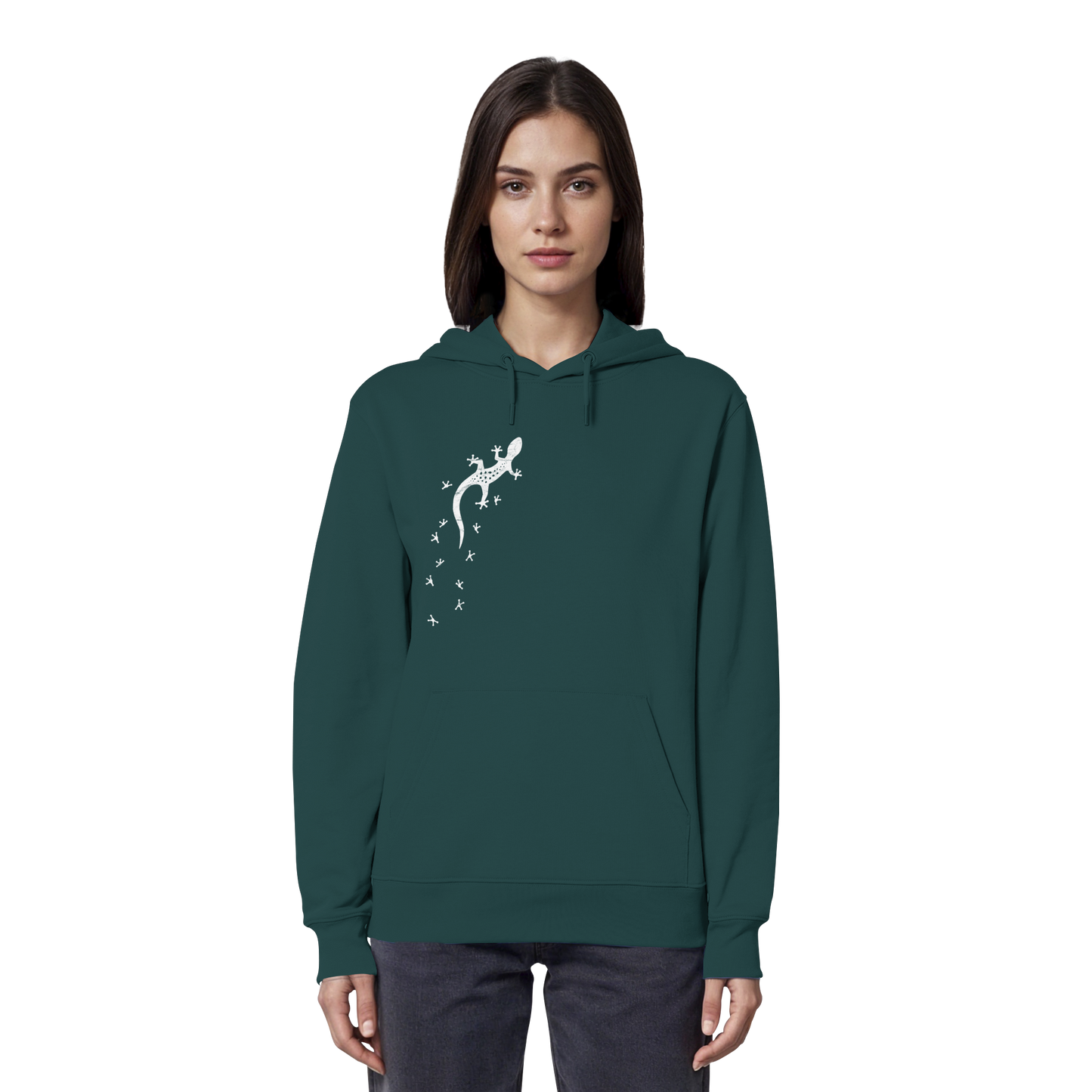 Gecko Eidechse Silhouette hell - Organic Hoodie