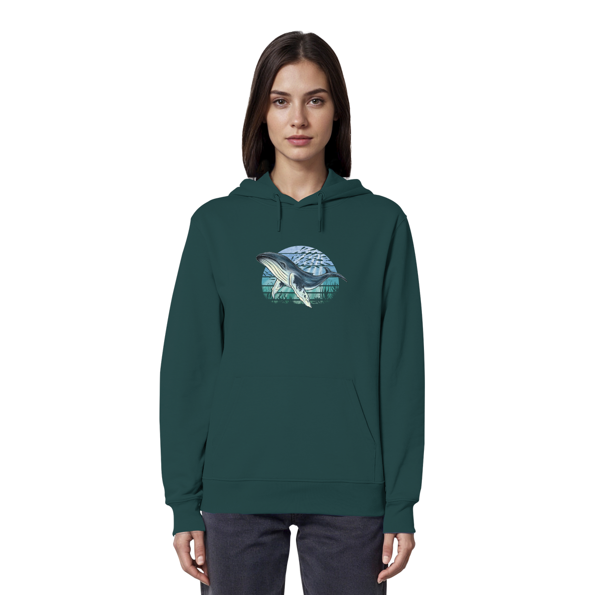 Retro Unterwasser Buckelwal - Organic Hoodie