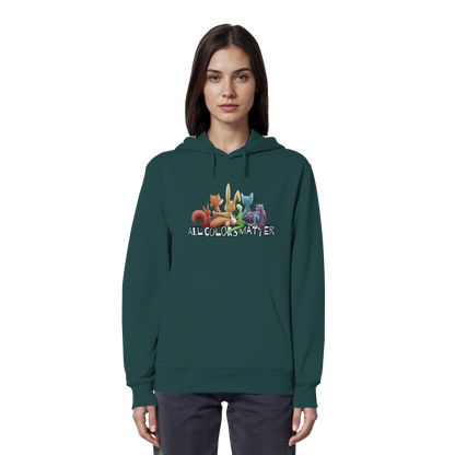 All Colors Matter! Regenbogen Tiere für Vielfalt - Organic Hoodie