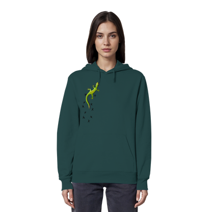 Kletternder Gecko mit Spuren - Organic Hoodie