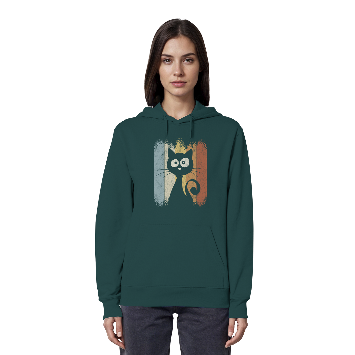Retro Katze Silhouette - Organic Hoodie