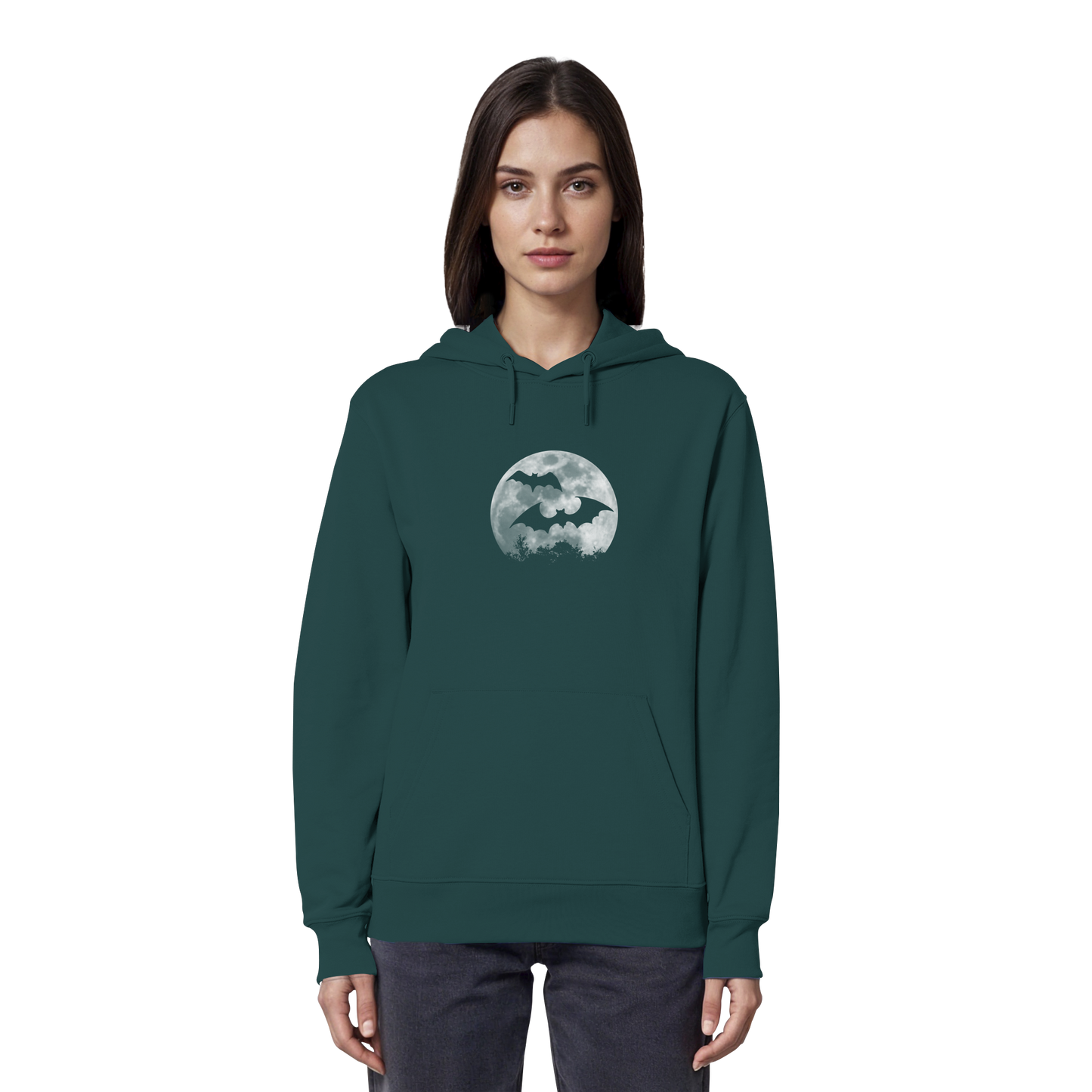 Fledermaus Silhouetten bei Vollmond - Organic Hoodie