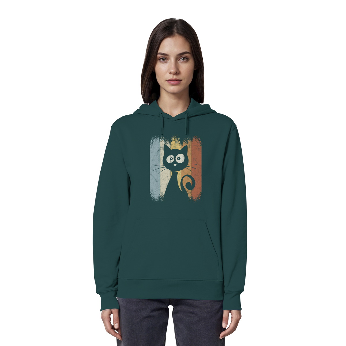Retro Katze Silhouette - Organic Hoodie