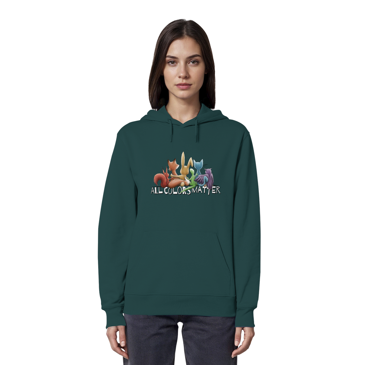All Colors Matter! Regenbogen Tiere für Vielfalt - Organic Hoodie