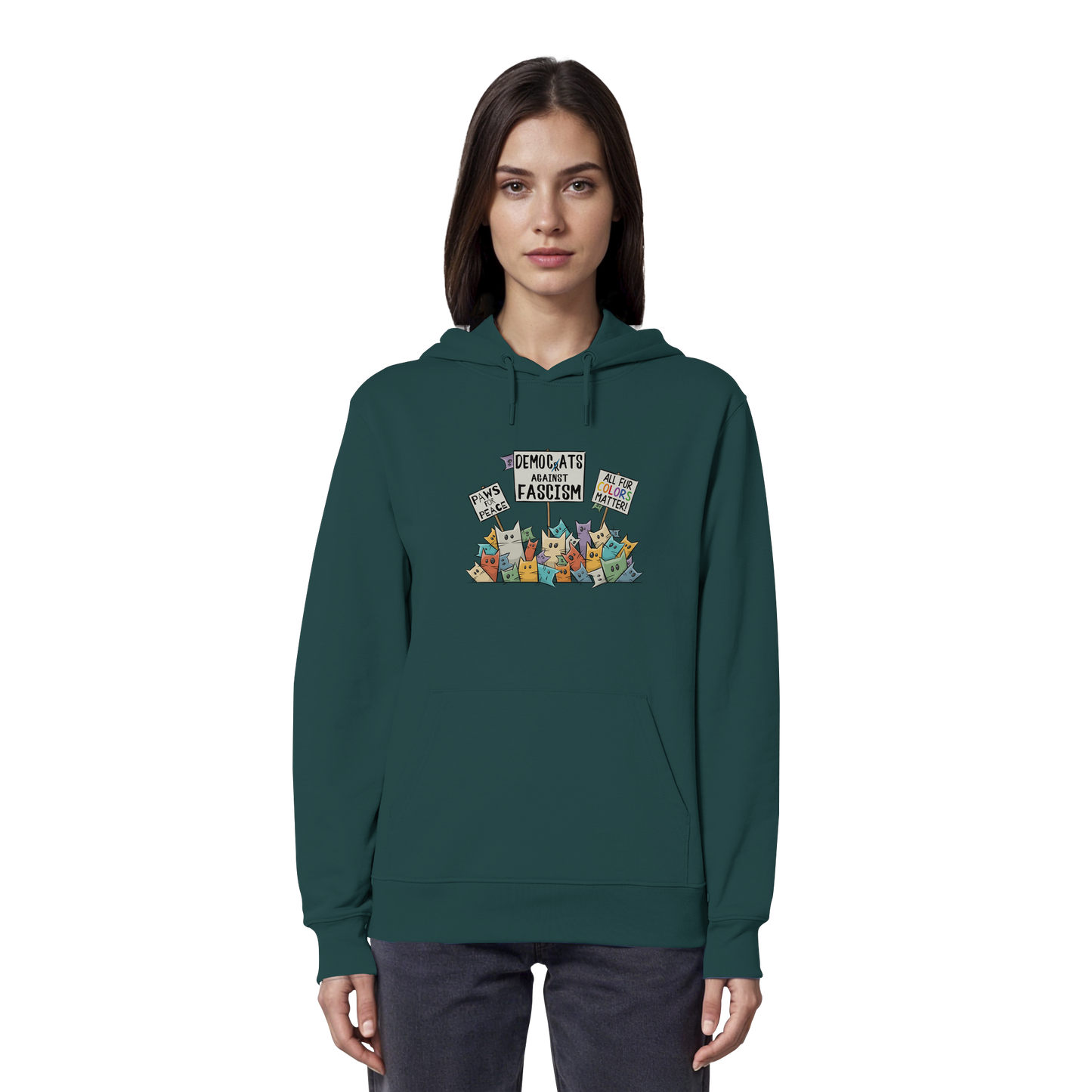 Demo-Katzen gegen Faschismus und für Vielfalt - Organic Hoodie