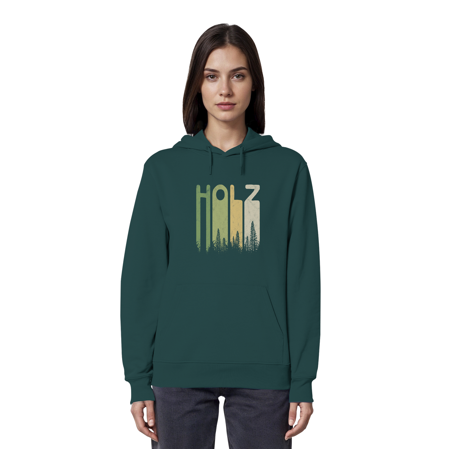 Holz Retro Wald Schriftzug - Organic Hoodie
