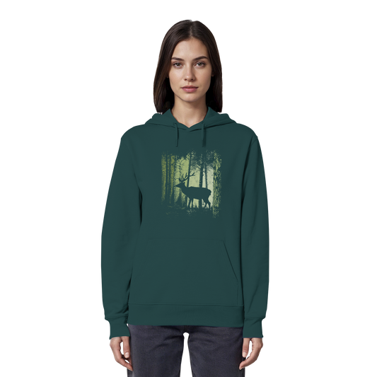Hirsch im Zwielicht Wald - Organic Hoodie