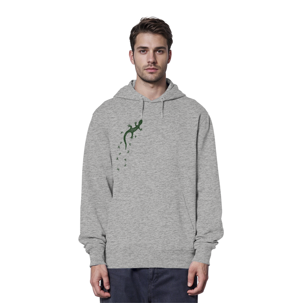 Gecko Eidechse Silhouette dunkel - Organic Hoodie