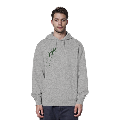 Gecko Eidechse Silhouette dunkel - Organic Hoodie