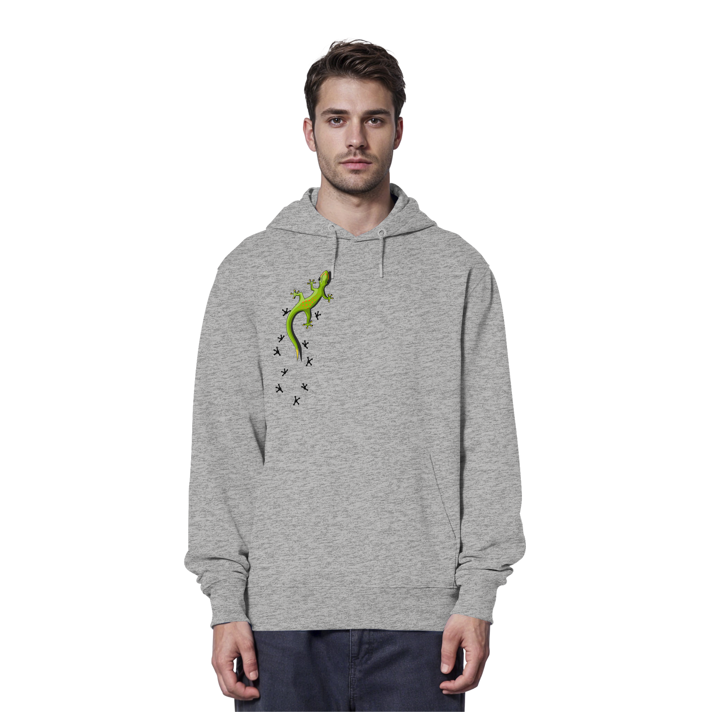 Kletternder Gecko mit Spuren - Organic Hoodie