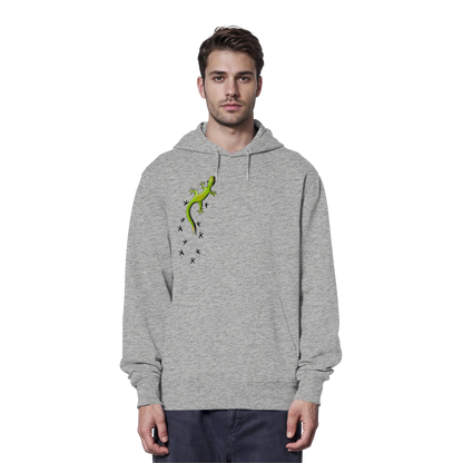 Kletternder Gecko mit Spuren - Organic Hoodie