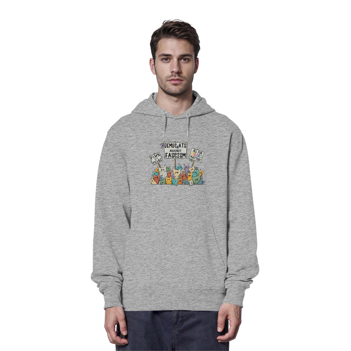 Demo-Katzen gegen Faschismus und für Vielfalt - Organic Hoodie