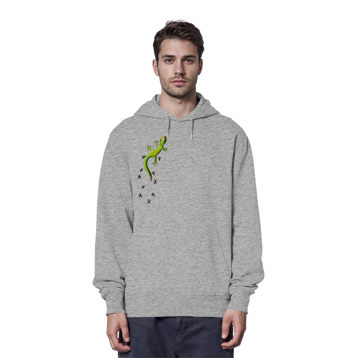 Kletternder Gecko mit Spuren - Organic Hoodie