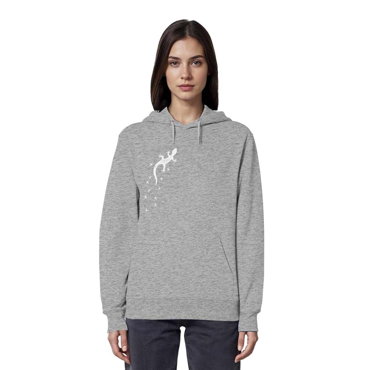 Gecko Eidechse Silhouette hell - Organic Hoodie