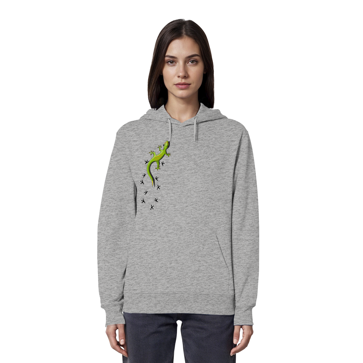 Kletternder Gecko mit Spuren - Organic Hoodie