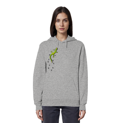 Kletternder Gecko mit Spuren - Organic Hoodie