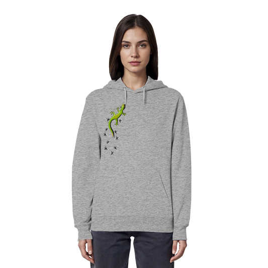 Kletternder Gecko mit Spuren - Organic Hoodie