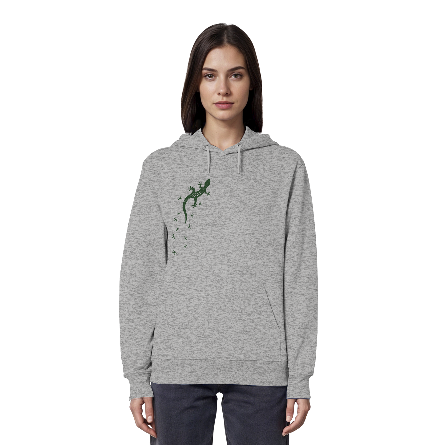 Gecko Eidechse Silhouette dunkel - Organic Hoodie