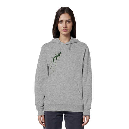 Gecko Eidechse Silhouette dunkel - Organic Hoodie