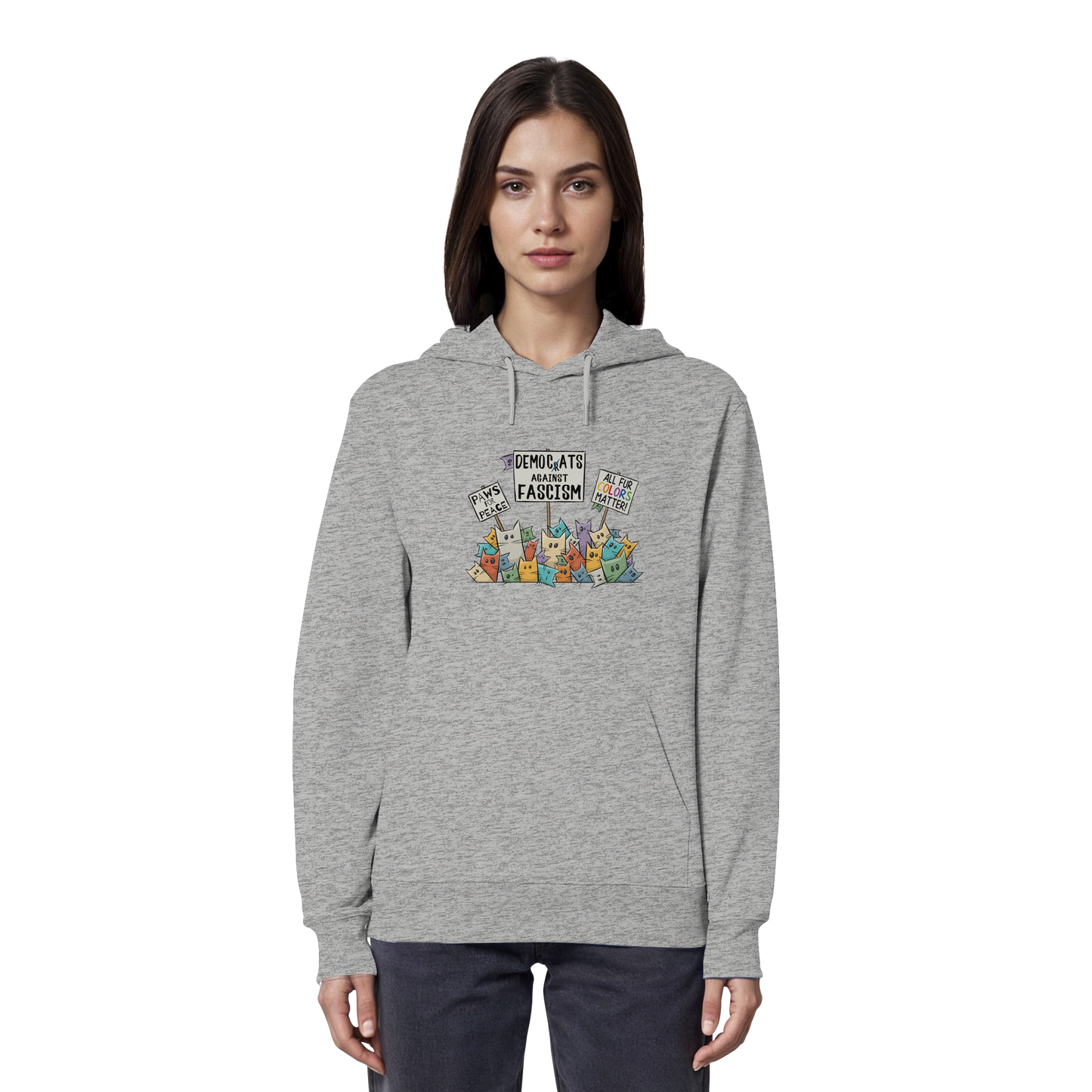 Demo-Katzen gegen Faschismus und für Vielfalt - Organic Hoodie
