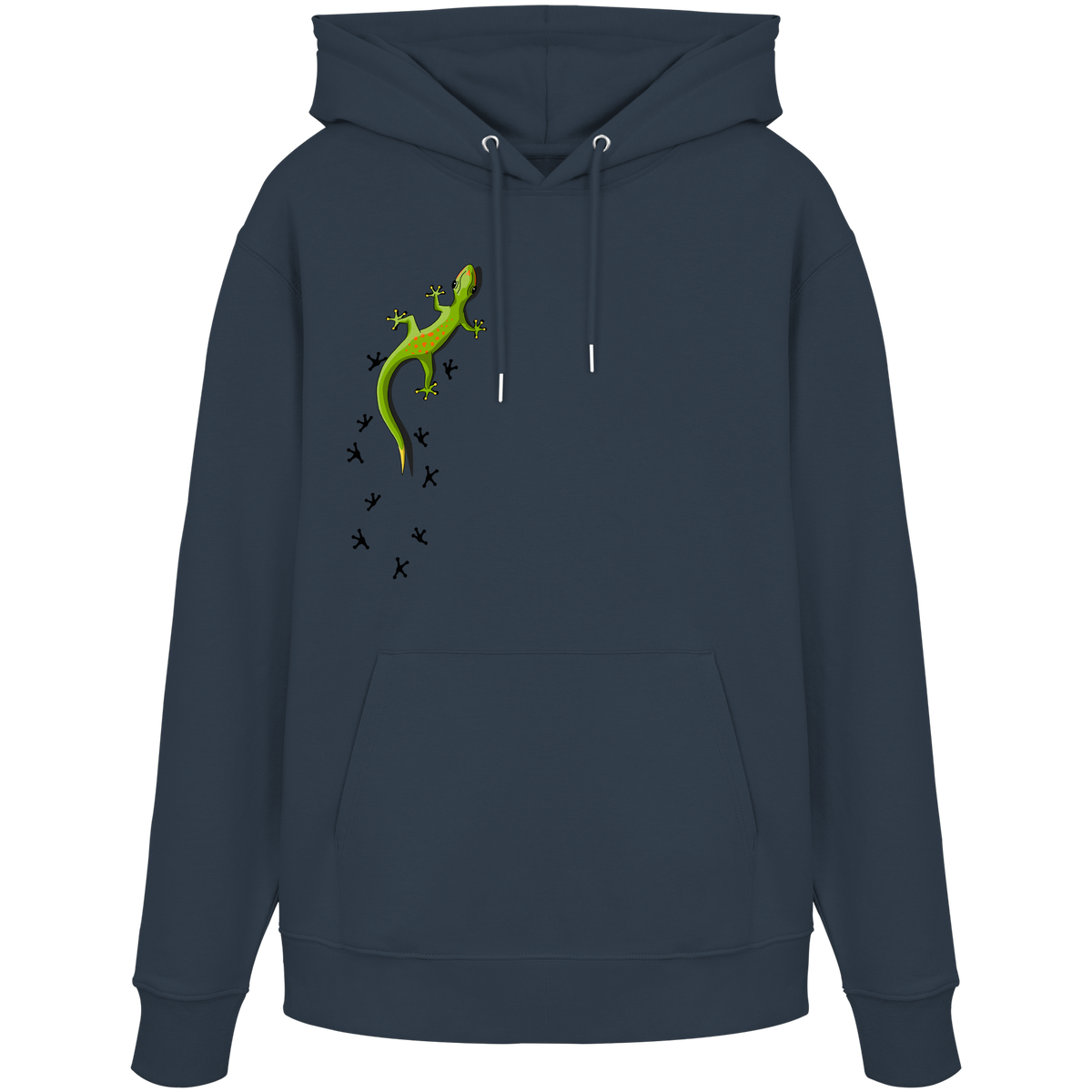 Kletternder Gecko mit Spuren - Organic Hoodie