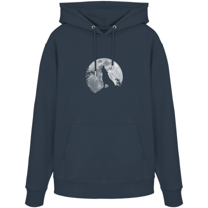 Heulender Wolf Silhouette vor Vollmond - Organic Hoodie