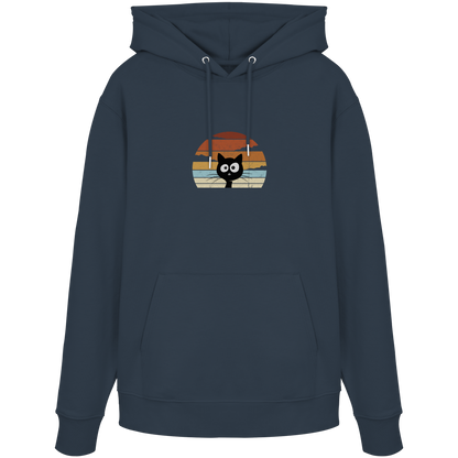 Retro schwarze Katze vor Sonnenuntergang - Organic Hoodie