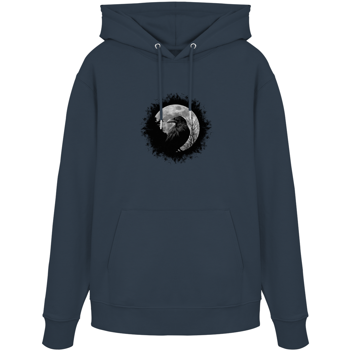 Schwarzer Rabe bei Vollmond  - Organic Hoodie