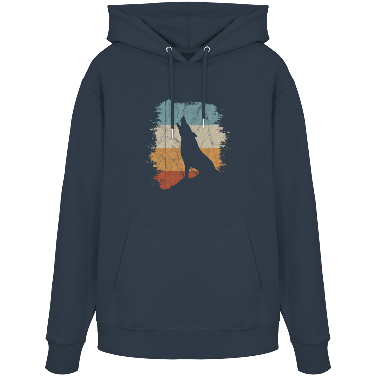 Retro Style lässig heulender Wolf  - Organic Hoodie