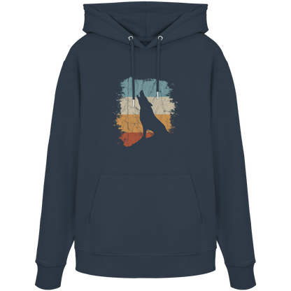 Retro Style lässig heulender Wolf  - Organic Hoodie