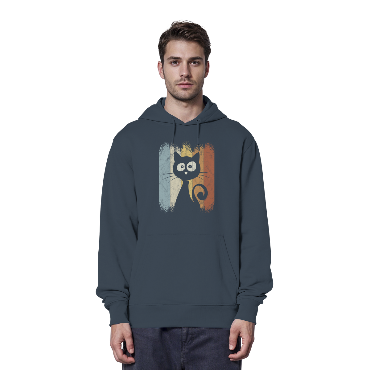 Retro Katze Silhouette - Organic Hoodie