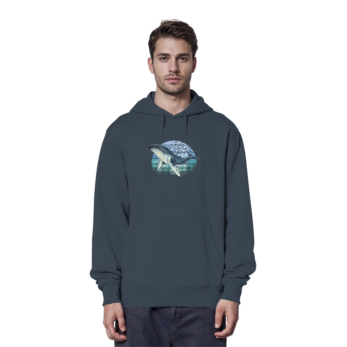 Retro Unterwasser Buckelwal - Organic Hoodie