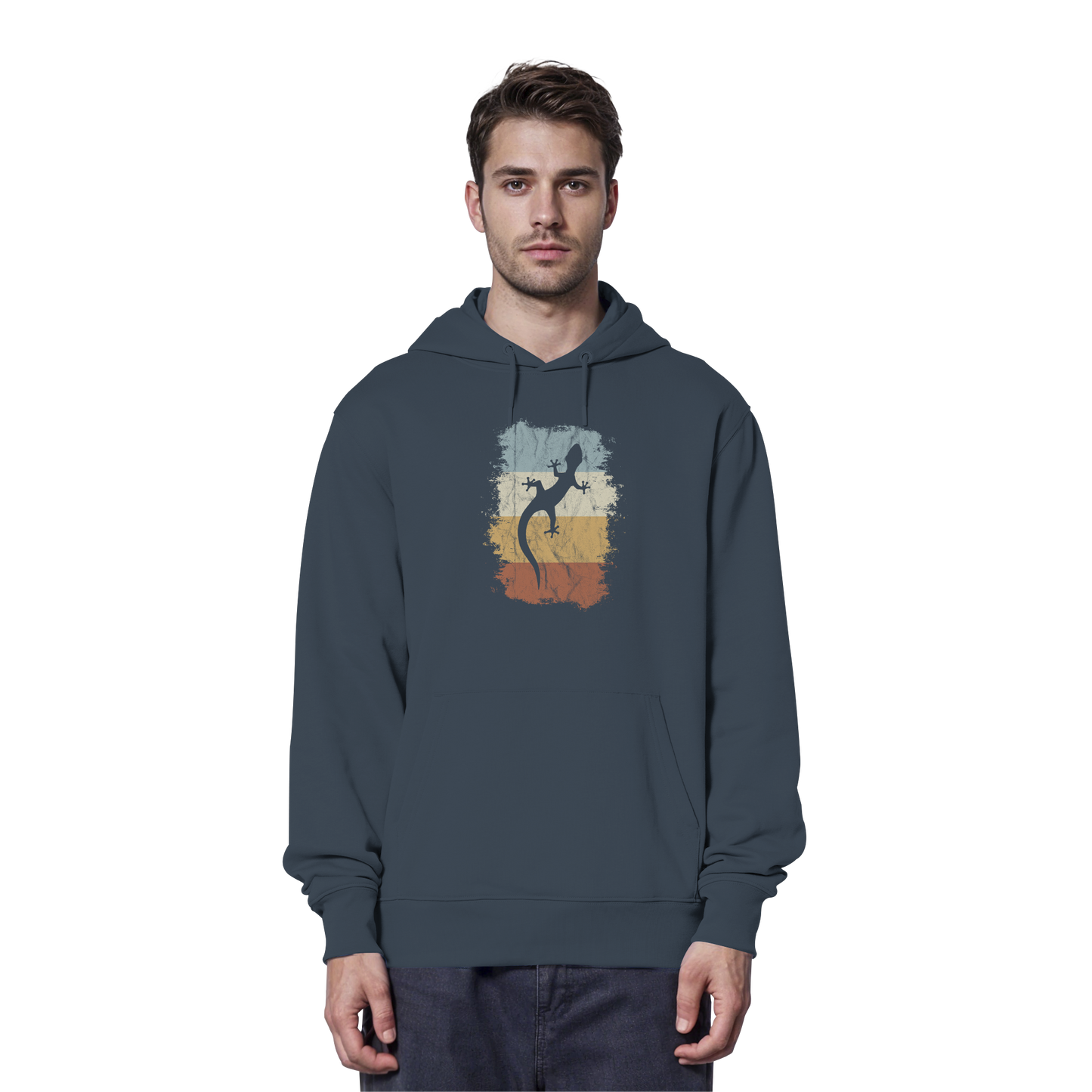 Retro Gecko Salamander Silhouette - Organic Hoodie