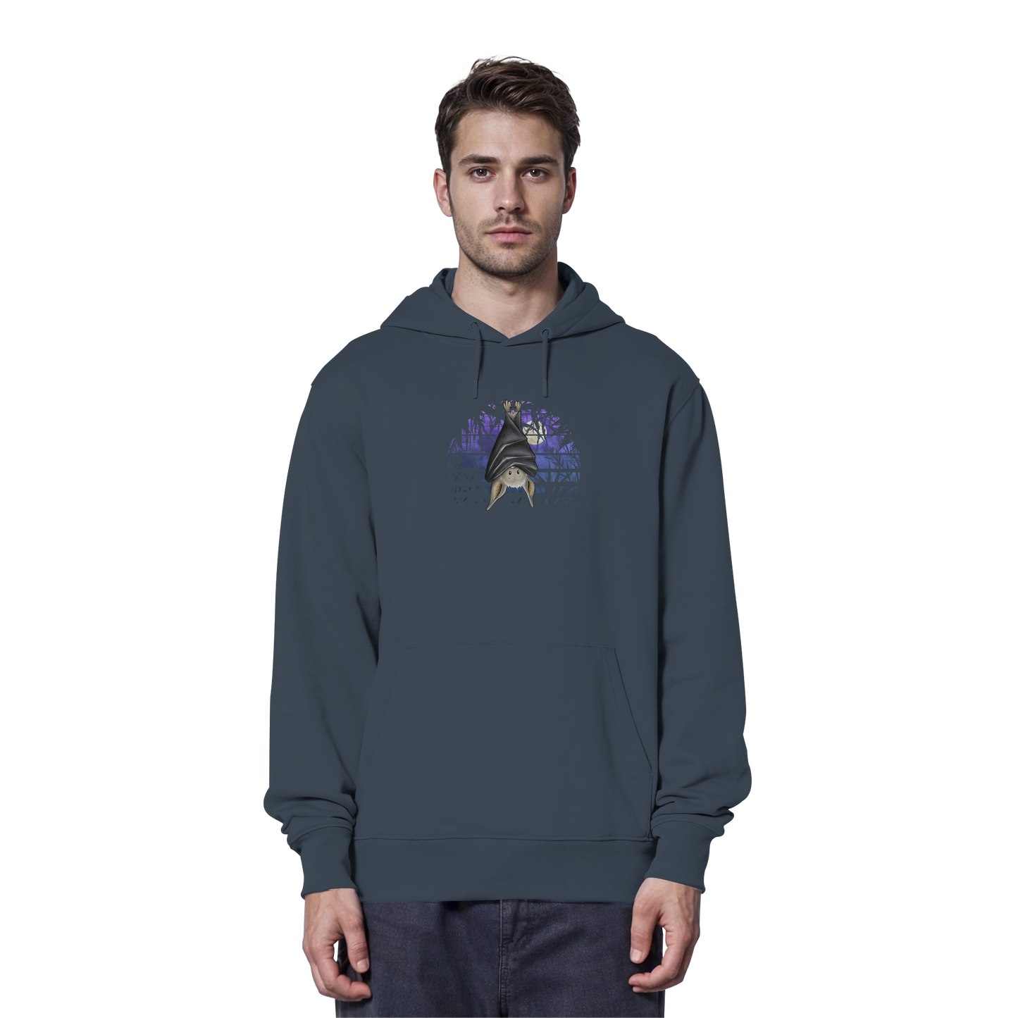 Fledermaus in blauer Nacht - Organic Hoodie