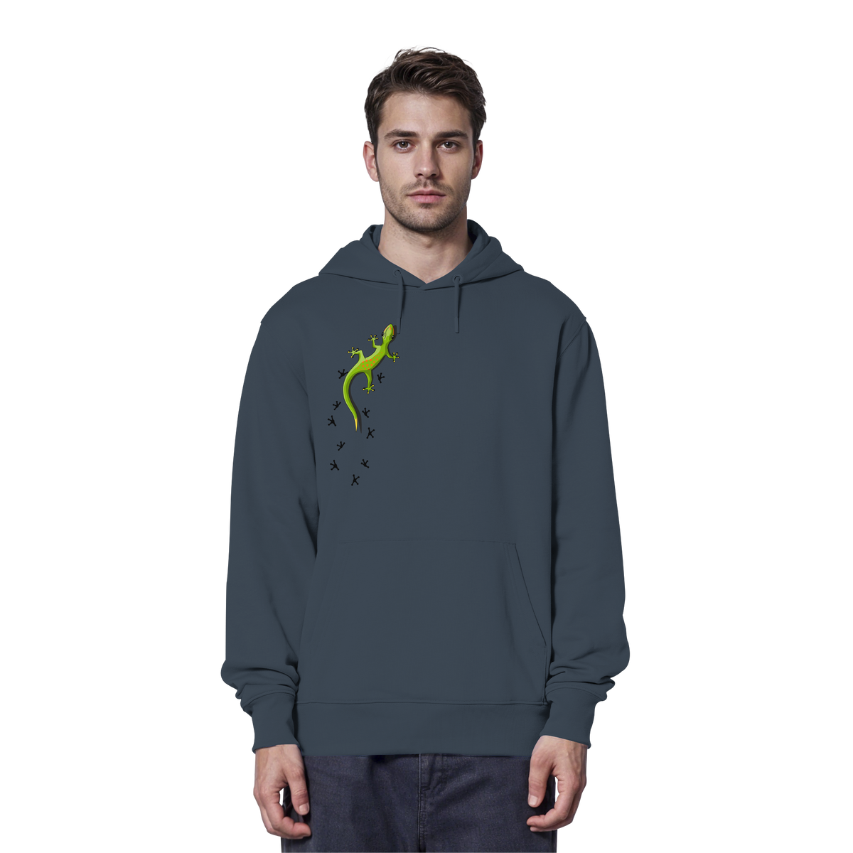 Kletternder Gecko mit Spuren - Organic Hoodie