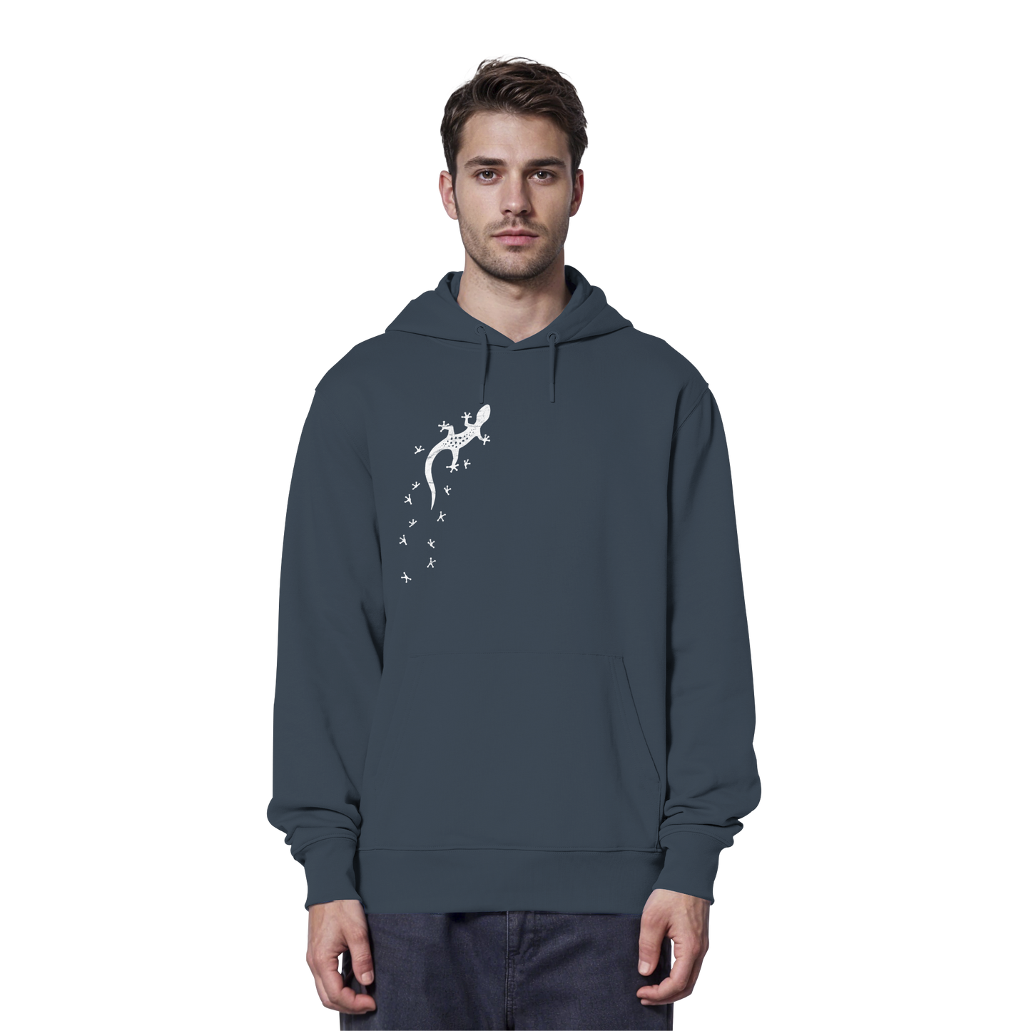 Gecko Eidechse Silhouette hell - Organic Hoodie