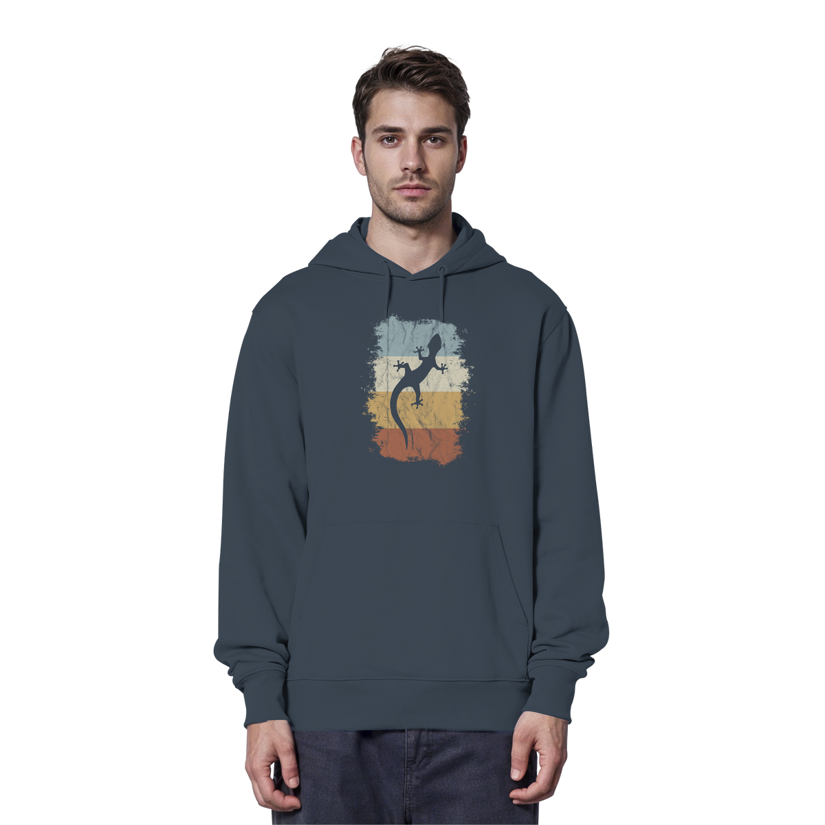 Retro Gecko Salamander Silhouette - Organic Hoodie