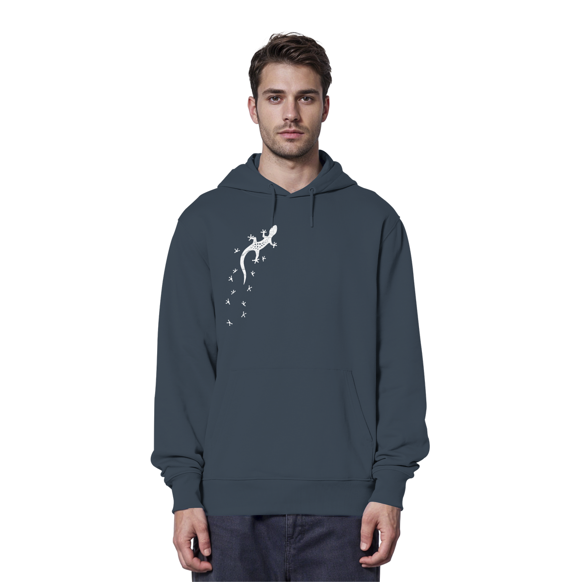 Gecko Eidechse Silhouette hell - Organic Hoodie