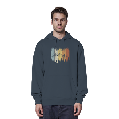 Retro Wald, Berge und Wolf  - Organic Hoodie