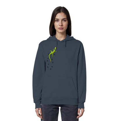 Kletternder Gecko mit Spuren - Organic Hoodie