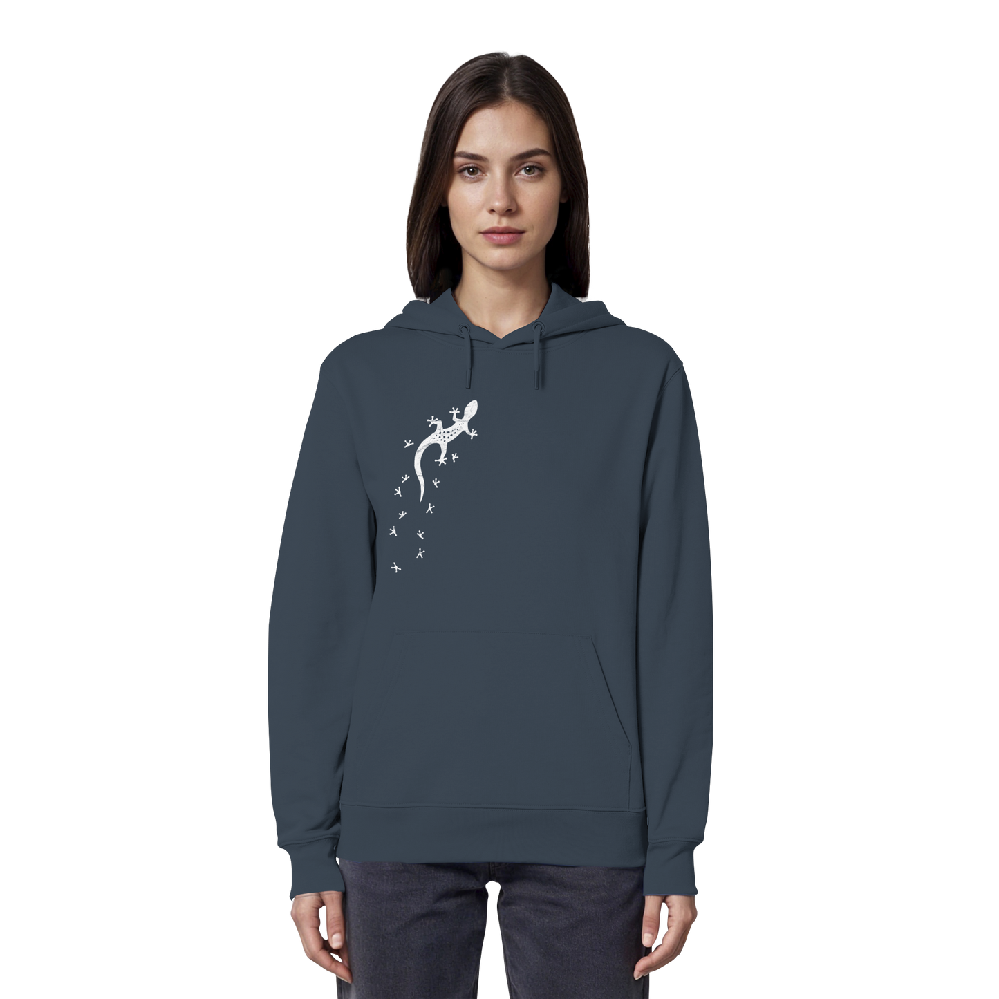 Gecko Eidechse Silhouette hell - Organic Hoodie