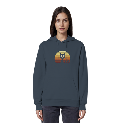 Katze vor Retro Sonnenuntergang - Organic Hoodie